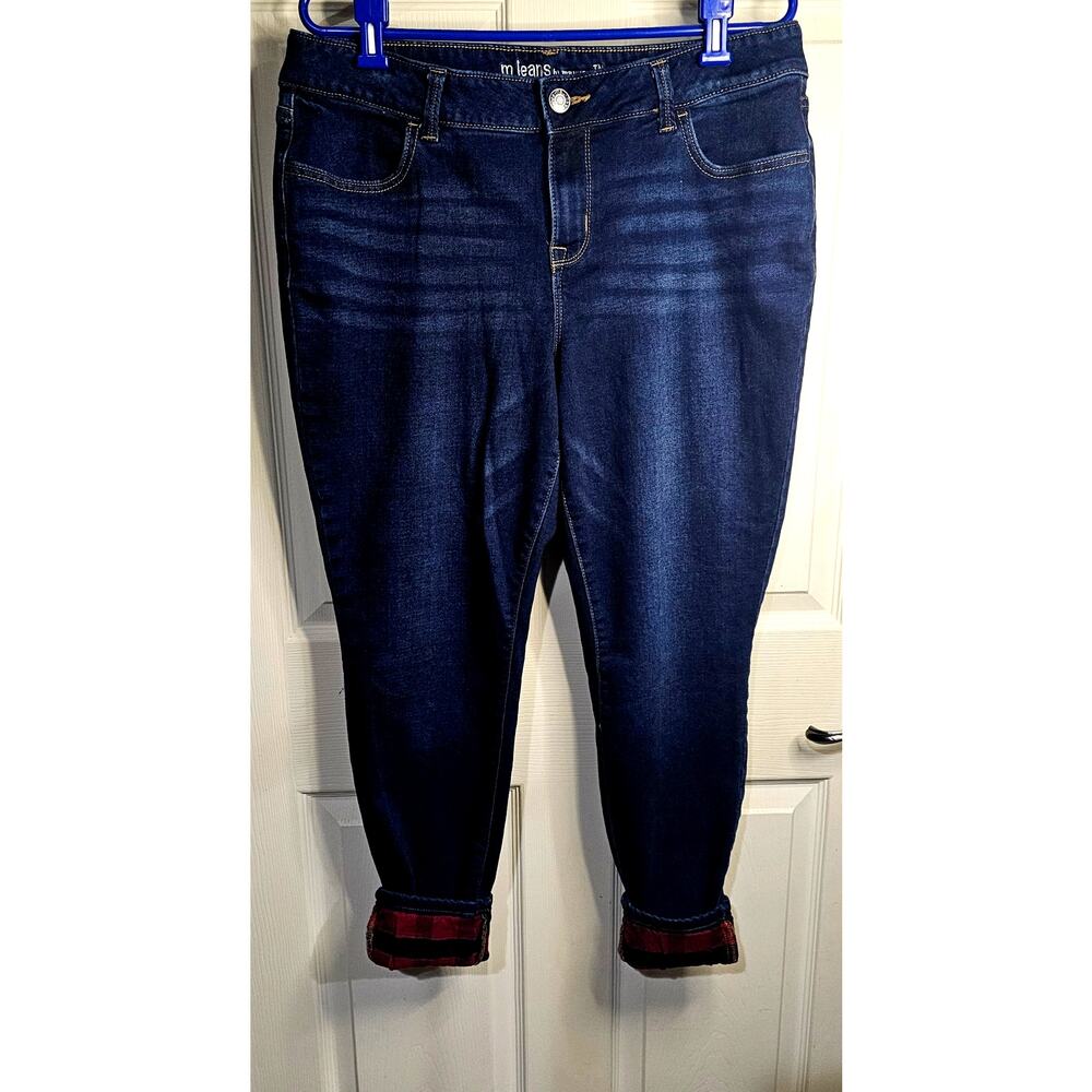 M Jeans by Maurices Mid-Rise Dark Wash Denim – XL-Short, Checkered Flannel Cuff - Picture 2 of 8